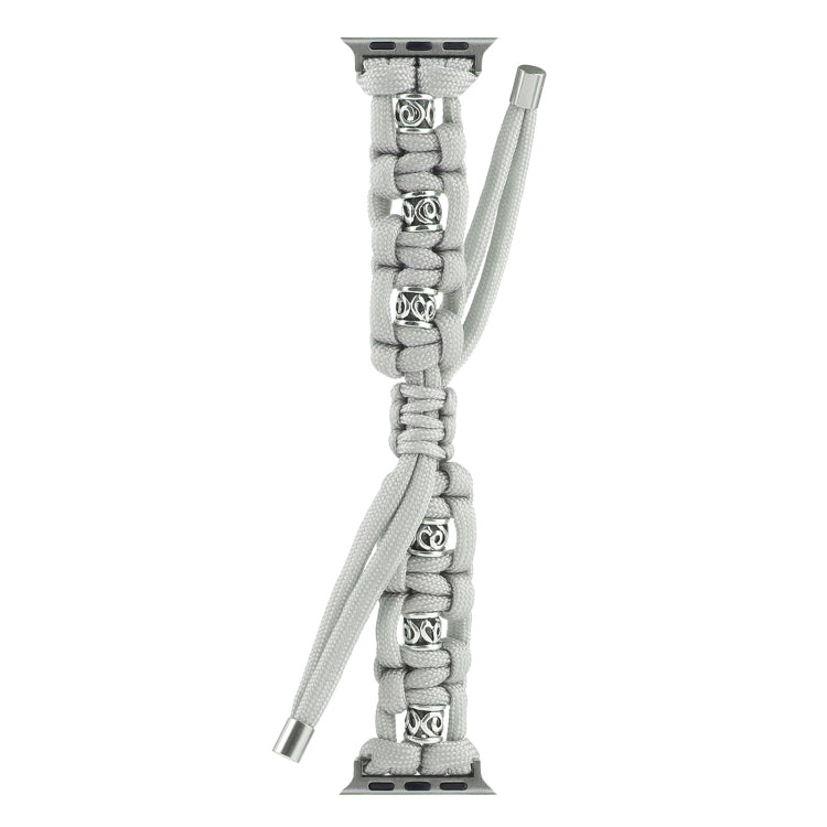 For Apple Watch Series 7 41mm Silk Silver Beads Braided Watch Band(Grey) - Watch Bands by PMC TechLife | Online Shopping South Africa | PMC TechLife
