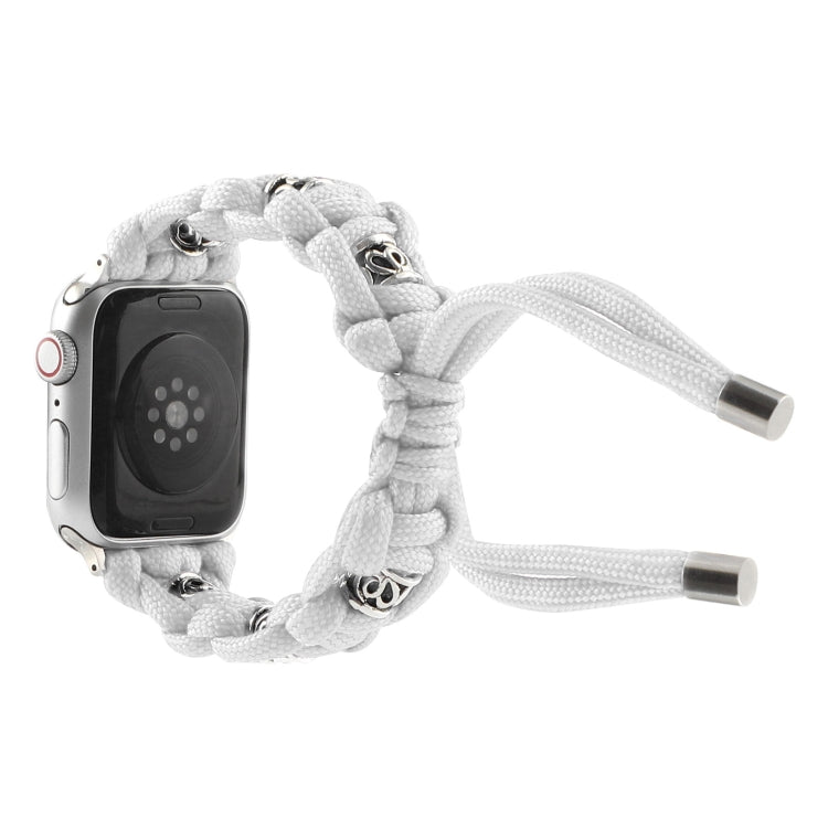 For Apple Watch SE 44mm Silk Silver Beads Braided Watch Band(White) - free shipping - PMC TechLife - Order now!