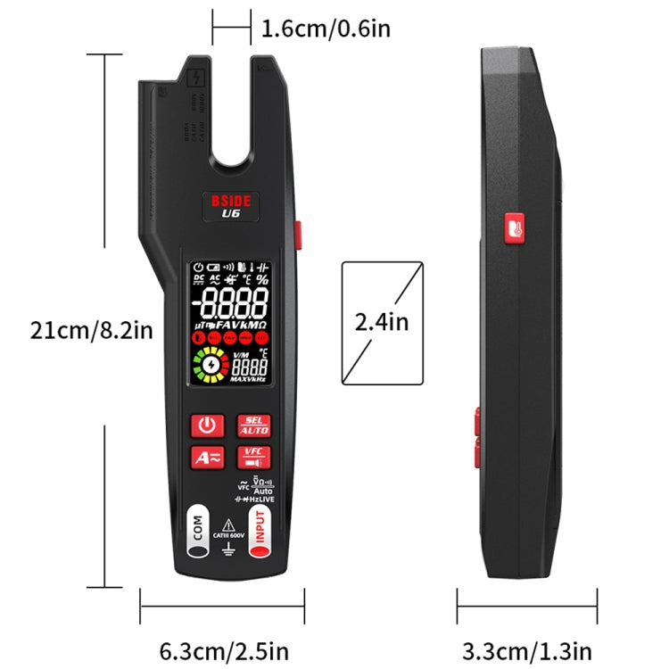 BSIDE U6 AC/DC Clamp-on Infrared Temperature Measurement Multimeter - Digital Multimeter by BSIDE | Online Shopping South Africa | PMC Jewellery | Buy Now Pay Later Mobicred