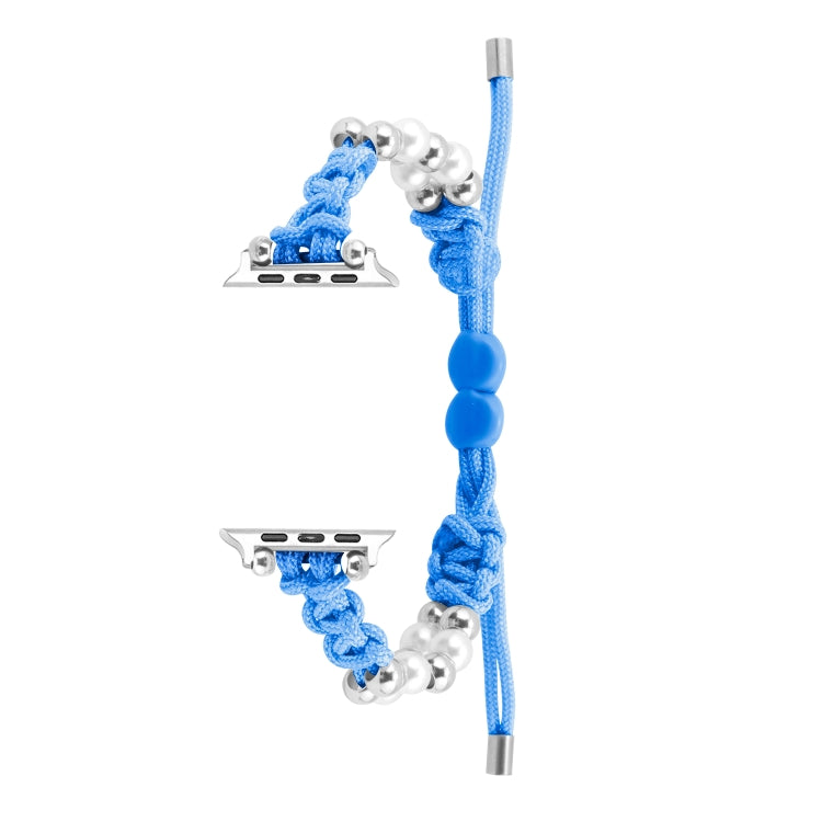 For Apple Watch Ultra 2 49mm Paracord Row Beads Drawstring Braided Watch Band(Blue) - Watch Bands by PMC TechLife | Online Shopping South Africa | PMC TechLife