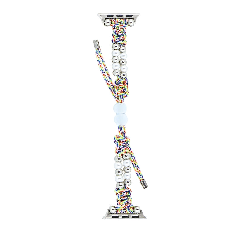 For Apple Watch 38mm Paracord Row Beads Drawstring Braided Watch Band(Rainbow) - Watch Bands by PMC TechLife | Online Shopping South Africa | PMC TechLife