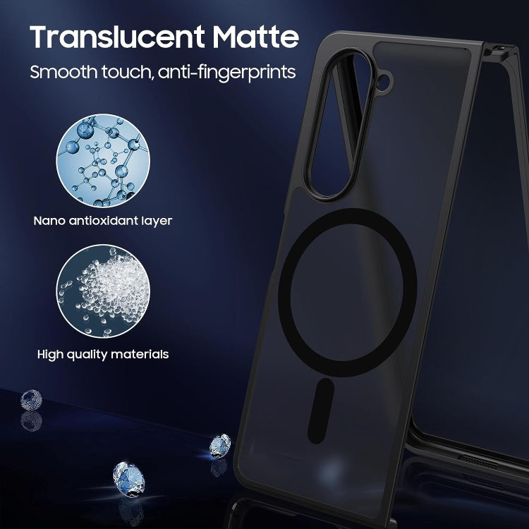 For Samsung Galaxy Z Fold5 MagSafe Ultra-thin Translucent PC+TPU Phone Case(Black) - Galaxy Z Fold5 Cases by PMC TechLife | Online Shopping South Africa | PMC TechLife