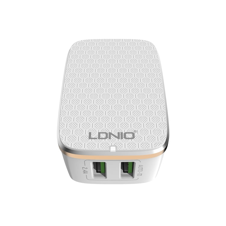 LDNIO A2204 2 in 1 12W Dual USB Interface Travel Charger Mobile Phone Charger with 8 Pin Data Cable, EU Plug - free shipping - PMC TechLife - Order now!