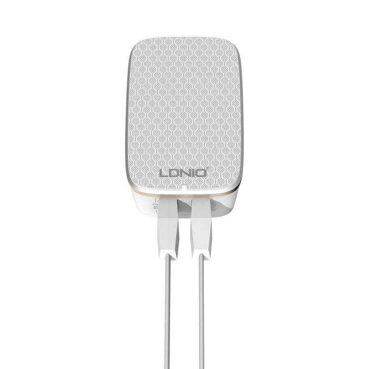 LDNIO A2204 2 in 1 12W Dual USB Interface Travel Charger Mobile Phone Charger with 8 Pin Data Cable, EU Plug - free shipping - PMC TechLife - Order now!