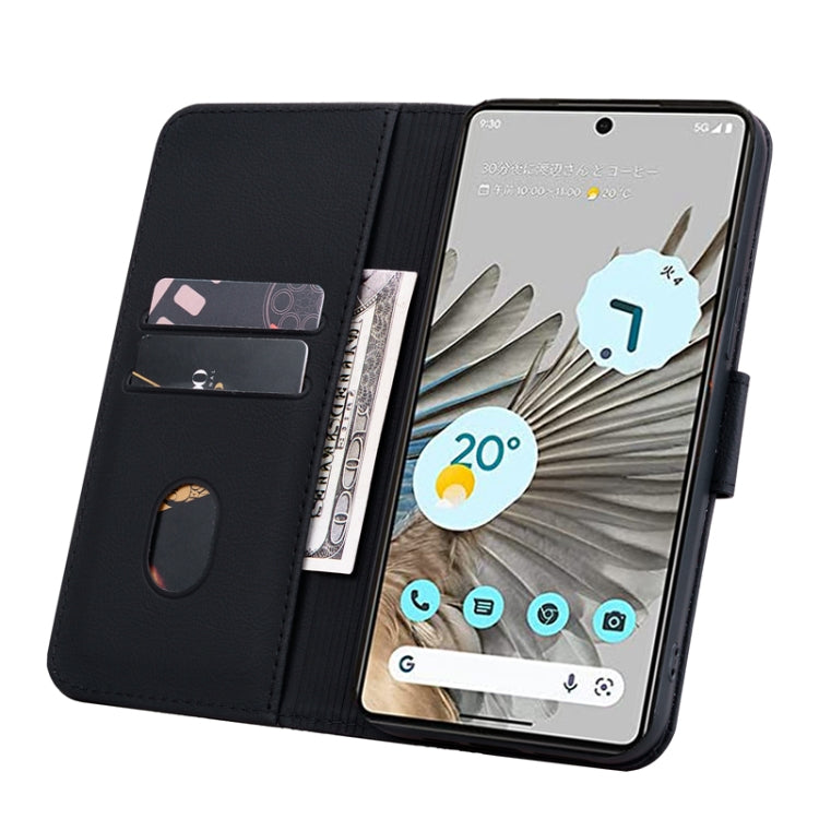 For Google Pixel 7a Business Diamond Buckle Leather Phone Case with Lanyard(Black) - Google Cases by PMC TechLife | Online Shopping South Africa | PMC TechLife | Buy Now Pay Later Mobicred