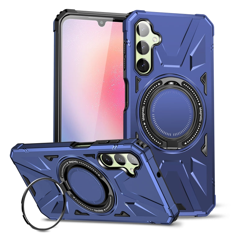 For Samsung Galaxy A24 5G MagSafe Magnetic Shockproof Phone Case with Ring Holder(Navy Blue) - Galaxy Phone Cases by PMC Jewellery | Online Shopping South Africa | PMC Jewellery