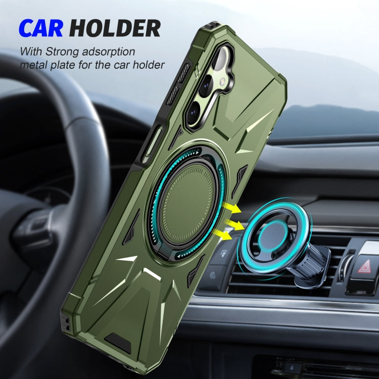 For Samsung Galaxy A24 5G MagSafe Magnetic Shockproof Phone Case with Ring Holder(Dark Green) - Galaxy Phone Cases by PMC Jewellery | Online Shopping South Africa | PMC Jewellery