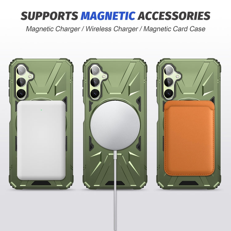 For Samsung Galaxy A24 5G MagSafe Magnetic Shockproof Phone Case with Ring Holder(Dark Green) - Galaxy Phone Cases by PMC Jewellery | Online Shopping South Africa | PMC Jewellery