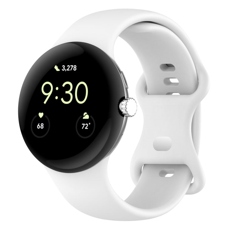 For Google Pixel Watch 2 Solid Color Silicone Watch Band, Size:S Size(White) - Watch Bands by PMC Jewellery | Online Shopping South Africa | PMC Jewellery