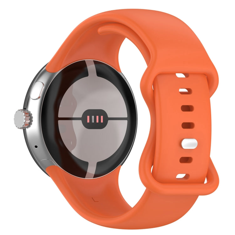 For Google Pixel Watch 2 Solid Color Silicone Watch Band, Size:S Size(Orange) - Watch Bands by PMC Jewellery | Online Shopping South Africa | PMC Jewellery