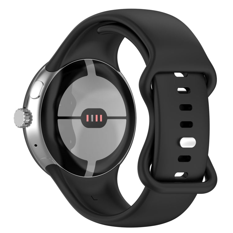 For Google Pixel Watch 2 Solid Color Silicone Watch Band, Size:S Size(Black) - Watch Bands by PMC TechLife | Online Shopping South Africa | PMC TechLife
