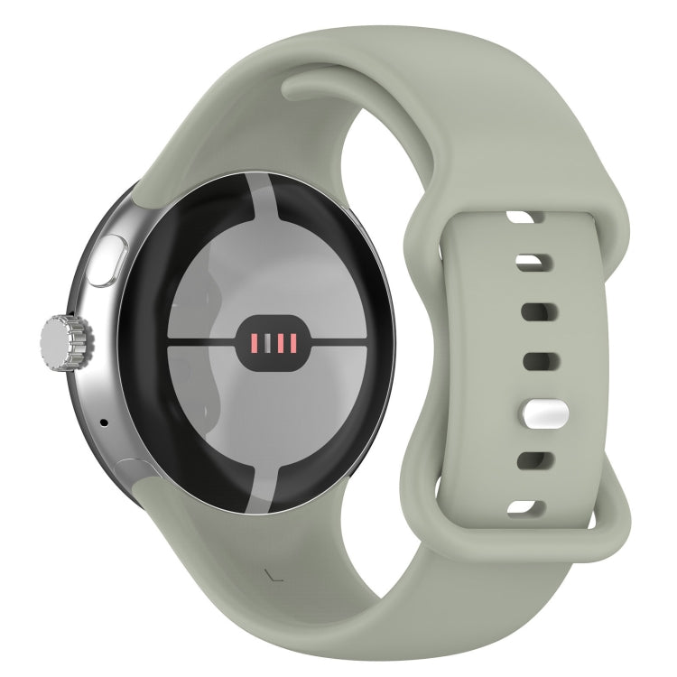 For Google Pixel Watch 2 Solid Color Silicone Watch Band, Size:S Size(Grey Green) - Watch Bands by PMC Jewellery | Online Shopping South Africa | PMC Jewellery