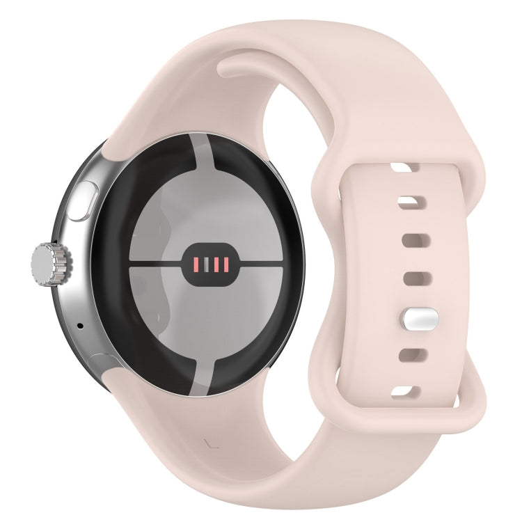 For Google Pixel Watch 2 Solid Color Silicone Watch Band, Size:L Size(Pink) - Watch Bands by PMC TechLife | Online Shopping South Africa | PMC TechLife