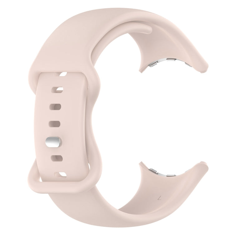 For Google Pixel Watch 2 Solid Color Silicone Watch Band, Size:L Size(Pink) - Watch Bands by PMC TechLife | Online Shopping South Africa | PMC TechLife