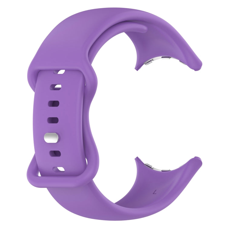 For Google Pixel Watch 2 Solid Color Silicone Watch Band, Size:L Size(Purple) - Watch Bands by PMC TechLife | Online Shopping South Africa | PMC TechLife