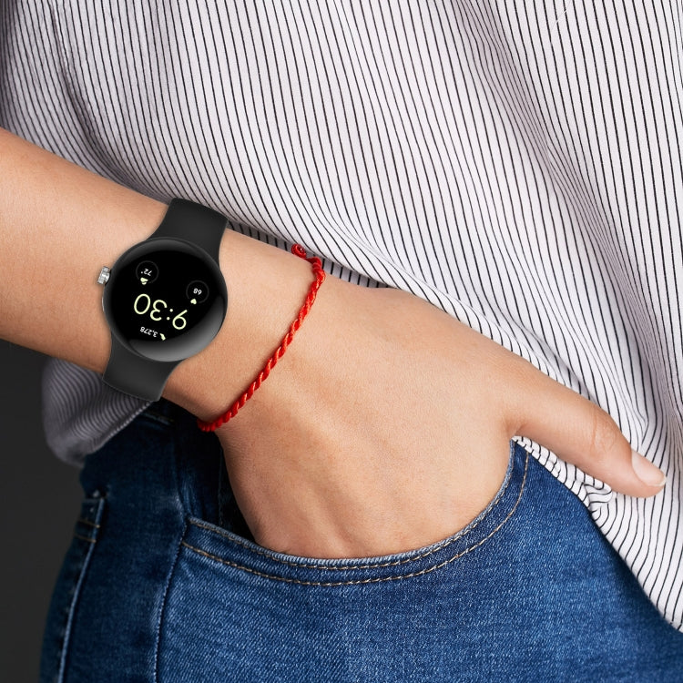 For Google Pixel Watch 2 Solid Color Silicone Watch Band, Size:L Size(Purple) - Watch Bands by PMC TechLife | Online Shopping South Africa | PMC TechLife