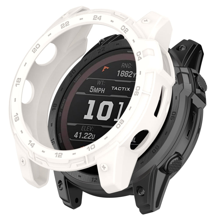 For Garmin Tactix 7 Amoled Armor Hollow TPU Watch Protective Case(Ivory White) - Watch Cases by PMC Jewellery | Online Shopping South Africa | PMC Jewellery