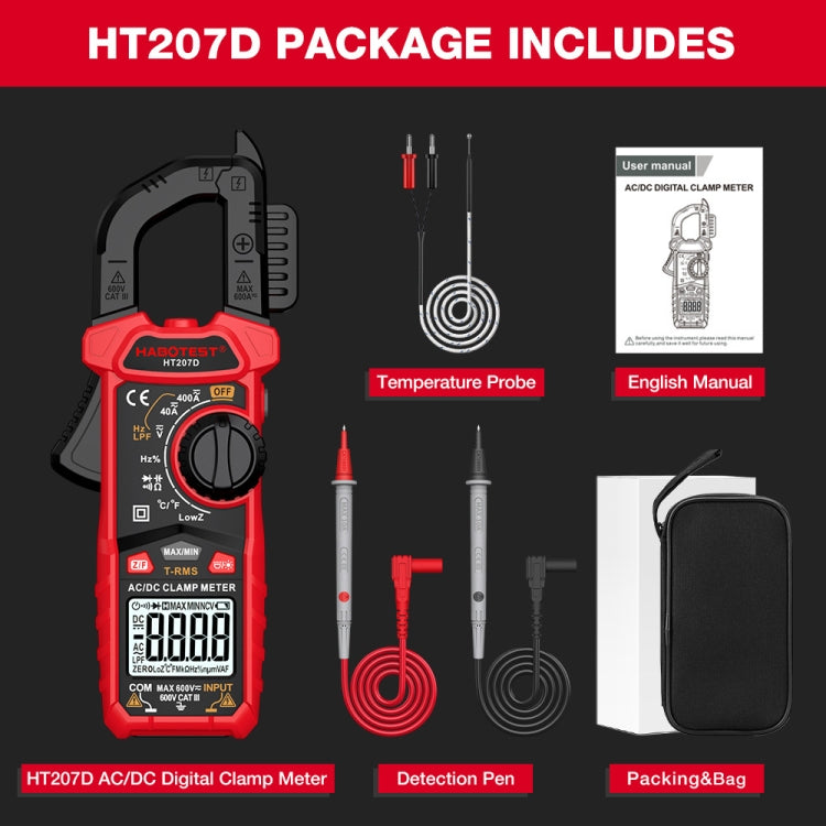 HABOTEST HT207D Multifunctional Digital Clamp Multimeter - free shipping - PMC TechLife - Order now!