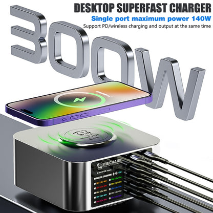 Mechanic X-Power Series Multiport Digital Display USB Charger Station with Wireless Charging, Total Power:200W(US Plug) - Dock Charger by MECHANIC | Online Shopping South Africa | PMC Jewellery | Buy Now Pay Later Mobicred