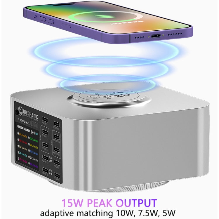 Mechanic X-Power Series Multiport Digital Display USB Charger Station with Wireless Charging, Total Power:200W(US Plug) - Dock Charger by MECHANIC | Online Shopping South Africa | PMC Jewellery | Buy Now Pay Later Mobicred