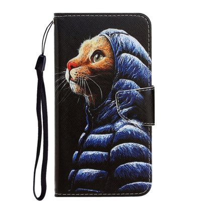 For Xiaomi Redmi 9A 3D Colored Drawing Horizontal Flip PU Leather Case with Holder & Card Slots & Wallet(Down Jacket Cat) - Xiaomi Cases by PMC Jewellery | Online Shopping South Africa | PMC Jewellery