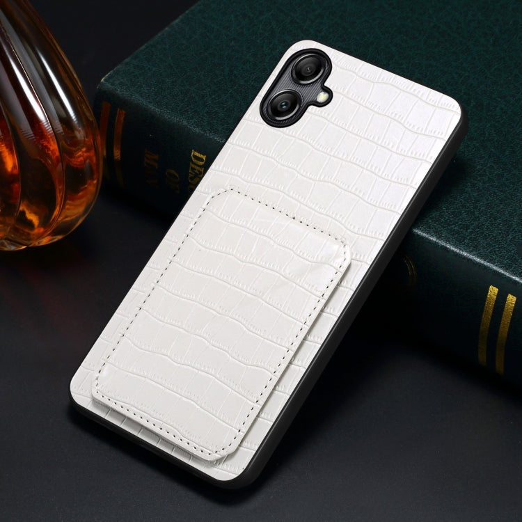 For Samsung Galaxy S24+ 5G Denior Imitation Crocodile Leather Back Phone Case with Holder(White) - Galaxy S24+ 5G Cases by Denior | Online Shopping South Africa | PMC Jewellery