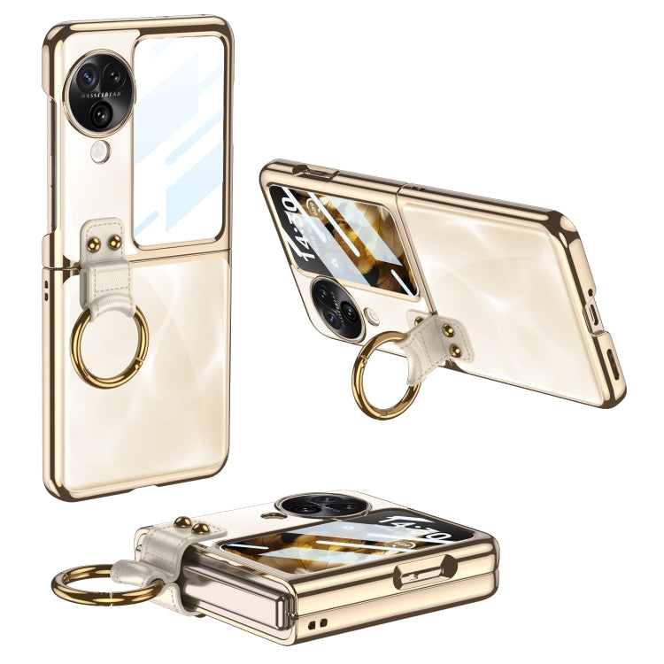 For OPPO Find N3 Flip GKK Electroplating Phone Case with Ring(Gold) - OPPO Cases by GKK | Online Shopping South Africa | PMC TechLife | Buy Now Pay Later Mobicred