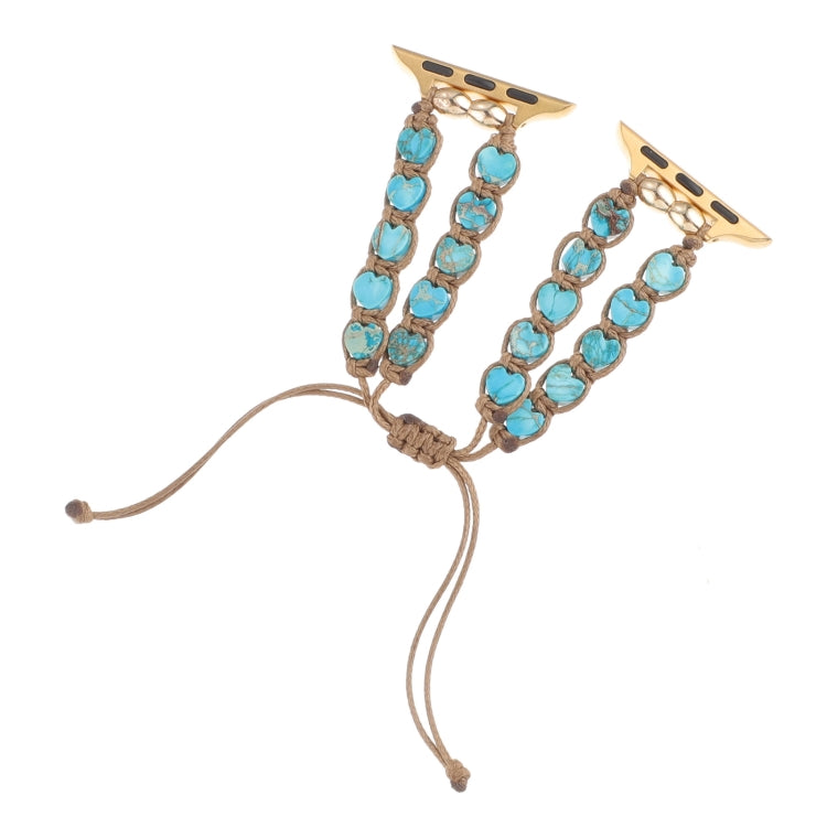 For Apple Watch Series 9 41mm Heart Stones Drawstring Chain Watch Band(Blue) - Watch Bands by PMC TechLife | Online Shopping South Africa | PMC TechLife | Buy Now Pay Later Mobicred
