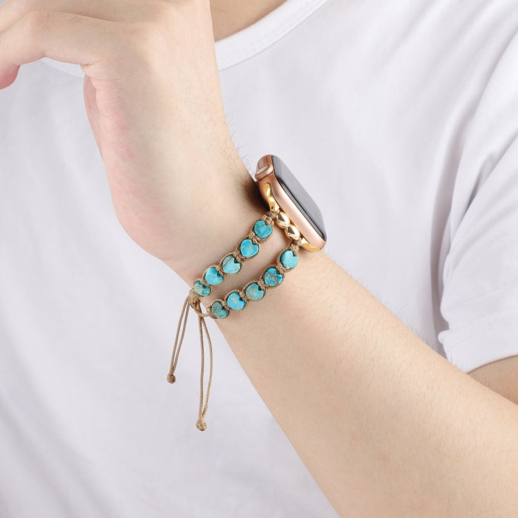 For Apple Watch Series 3 42mm Heart Stones Drawstring Chain Watch Band(Blue) - free shipping - PMC TechLife - Order now!