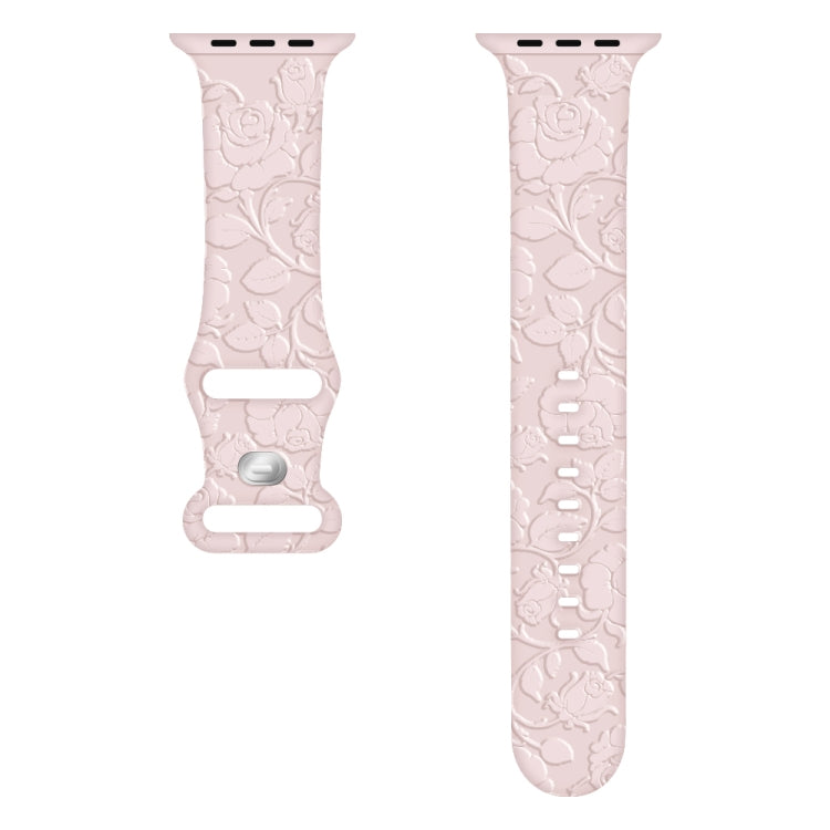 For Apple Watch Series 6 40mm Rose Embossed Silicone Watch Band(Pink) - Watch Bands by PMC TechLife | Online Shopping South Africa | PMC TechLife | Buy Now Pay Later Mobicred