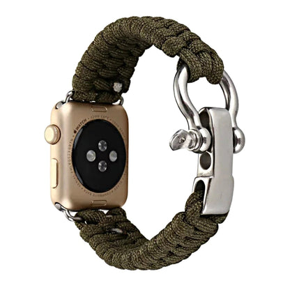 For Apple Watch Ultra 49mm / Series 8&7 45mm / SE 2&6&SE&5&4 44mm / 3&2&1 42mm Umbrella Cord Nylon Braided Watch Band(Green) - Smart Wear by PMC Jewellery | Online Shopping South Africa | PMC Jewellery