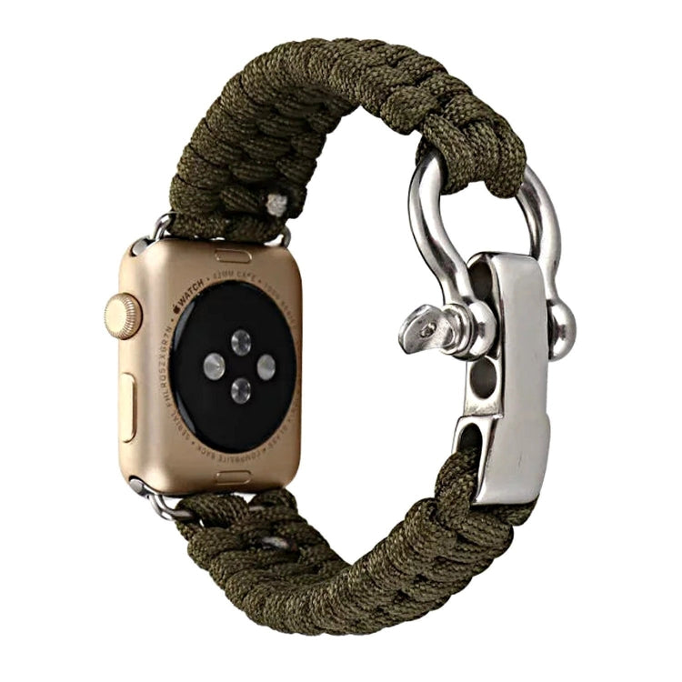 For Apple Watch Ultra 49mm / Series 8&7 45mm / SE 2&6&SE&5&4 44mm / 3&2&1 42mm Umbrella Cord Nylon Braided Watch Band(Khaki) - Smart Wear by PMC Jewellery | Online Shopping South Africa | PMC Jewellery