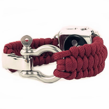 For Apple Watch Ultra 49mm / Series 8&7 45mm / SE 2&6&SE&5&4 44mm / 3&2&1 42mm Umbrella Cord Nylon Braided Watch Band(Red) - Smart Wear by PMC Jewellery | Online Shopping South Africa | PMC Jewellery