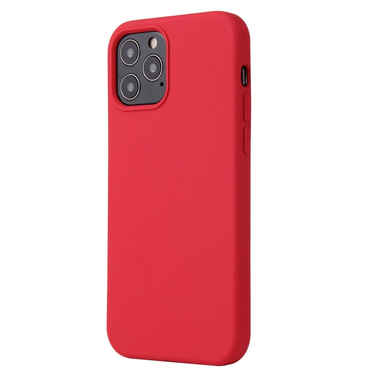 For iPhone 12 / 12 Pro Solid Color Liquid Silicone Shockproof Protective Case(Carmine) - iPhone 12 / 12 Pro Cases by PMC Jewellery | Online Shopping South Africa | PMC Jewellery