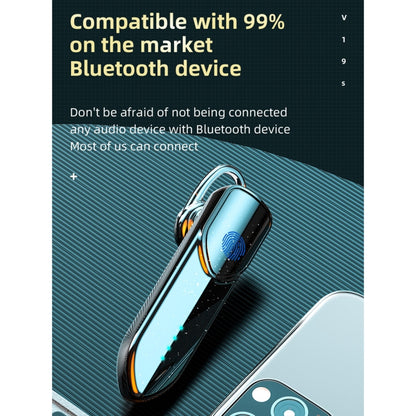 V19S Bluetooth 5.0 Business Style Fingerprint Touch Bluetooth Earphone(Blue) - Bluetooth Earphone by PMC Jewellery | Online Shopping South Africa | PMC Jewellery