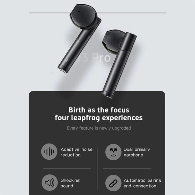 Fineblue J3 Pro TWS 5.0 Wireless Two Ear Bluetooth Headset with 650mAh Charging Cabin & Support Language Wakeup (Black) - TWS Earphone by Fineblue | Online Shopping South Africa | PMC Jewellery | Buy Now Pay Later Mobicred