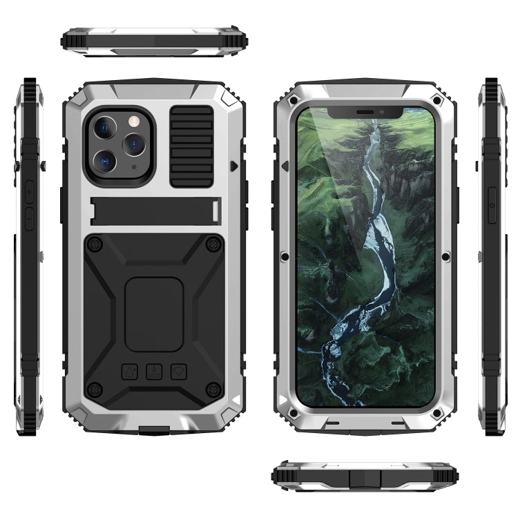 For iPhone 12 / 12 Pro R-JUST Shockproof Waterproof Dust-proof Metal + Silicone Protective Case with Holder(Silver) - free shipping - PMC TechLife - Order now!