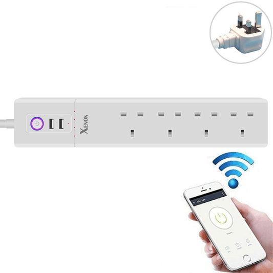 2 x USB Ports + 4 x UK Plug Jack WiFi Remote Control Smart Power Socket Works with Alexa & Google Home, Cable Length: 1.8m, AC 90-265V, UK Plug - Smart Socket by PMC Jewellery | Online Shopping South Africa | PMC Jewellery