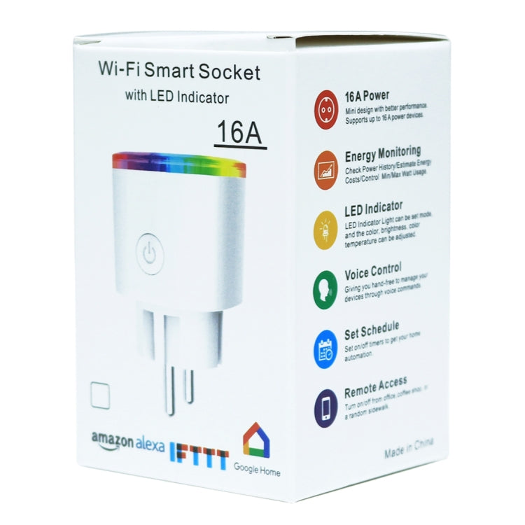 JH-G01E 16A 2.4GHz WiFi Control Smart Home Power Socket Works with Alexa  & Google Home, Support LED Indicator, AC 100-240V, EU Plug(White) - Smart Socket by PMC Jewellery | Online Shopping South Africa | PMC Jewellery