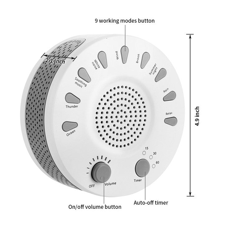 White Noise Machine Sleep Aid Device Improves Sleeping with Nine Timed Music(White) - Massage & Relaxation by PMC Jewellery | Online Shopping South Africa | PMC Jewellery