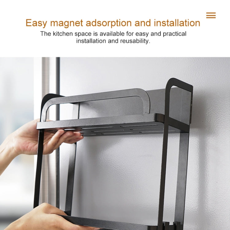 Kitchen Single Layer Magnetic Refrigerator Rack Storage Holder (Black) - free shipping - PMC TechLife - Order now!