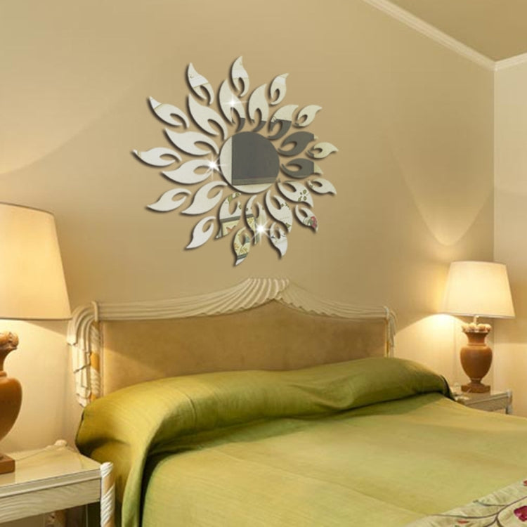 Sunflower Mirror Wall Sticker Bedroom Living Room Decoration Wall Stickers(Silver) - Decorative Mirrors by PMC Jewellery | Online Shopping South Africa | PMC Jewellery