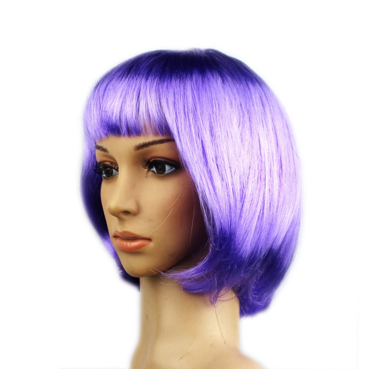 Party Cosplay Headwear Straight Short PET Wigs For Female(lavender) - Wigs by PMC Jewellery | Online Shopping South Africa | PMC Jewellery