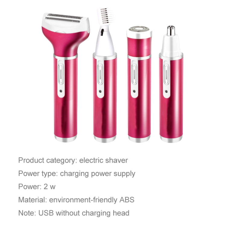 4 In 1  USB Rechargeable Vibrissa Eyebrows Trimmer Body Hair Denuding Machine Set with USB Cable(Purple) - Electric Shavers by PMC Jewellery | Online Shopping South Africa | PMC Jewellery