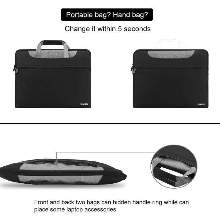 HAWEEL 15.6inch Laptop Handbag, For Macbook, Samsung, Lenovo, Sony, DELL Alienware, CHUWI, ASUS, HP, 15.6 inch and Below Laptops(Black) - 13.3 inch by HAWEEL | Online Shopping South Africa | PMC Jewellery