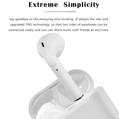 i9 Wireless TWS Sport Bilateral Stereo Bluetooth 5.0 Headset with Charging Box, Push-button Version(White) - TWS Earphone by PMC Jewellery | Online Shopping South Africa | PMC Jewellery