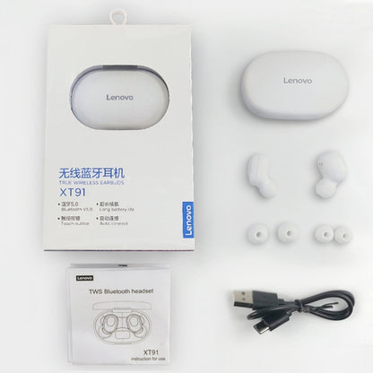 Original Lenovo XT91 Intelligent Noise Reduction Mini Wireless Bluetooth Earphone with Charging Box & LED Power Digital Display, Support Touch & HD Call & Voice Assistant & Dual-mode Earphone (White) - Bluetooth Earphone by Lenovo | Online Shopping South Africa | PMC Jewellery