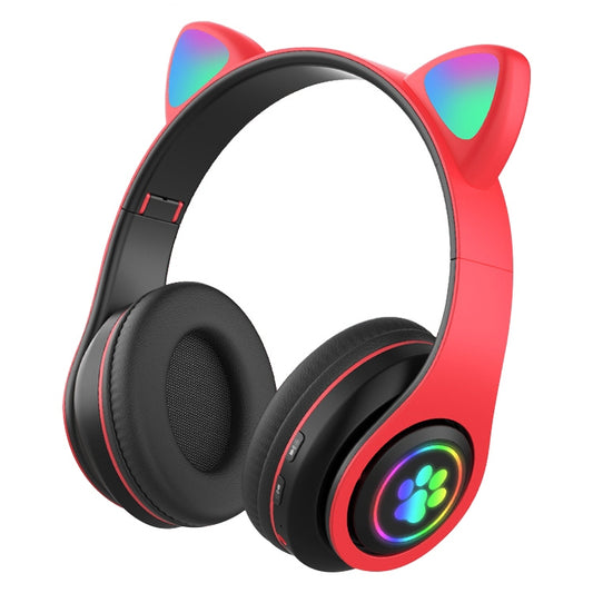 B39 Cat Ear Design LED Gradient Light Wireless Bluetooth Headset(Red) - Multimedia Headset by PMC Jewellery | Online Shopping South Africa | PMC Jewellery