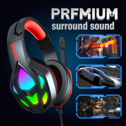 H100 PC Computer E-sports Gaming RGB Light Wired Headset with Microphone (Black Red) - Multimedia Headset by PMC Jewellery | Online Shopping South Africa | PMC Jewellery