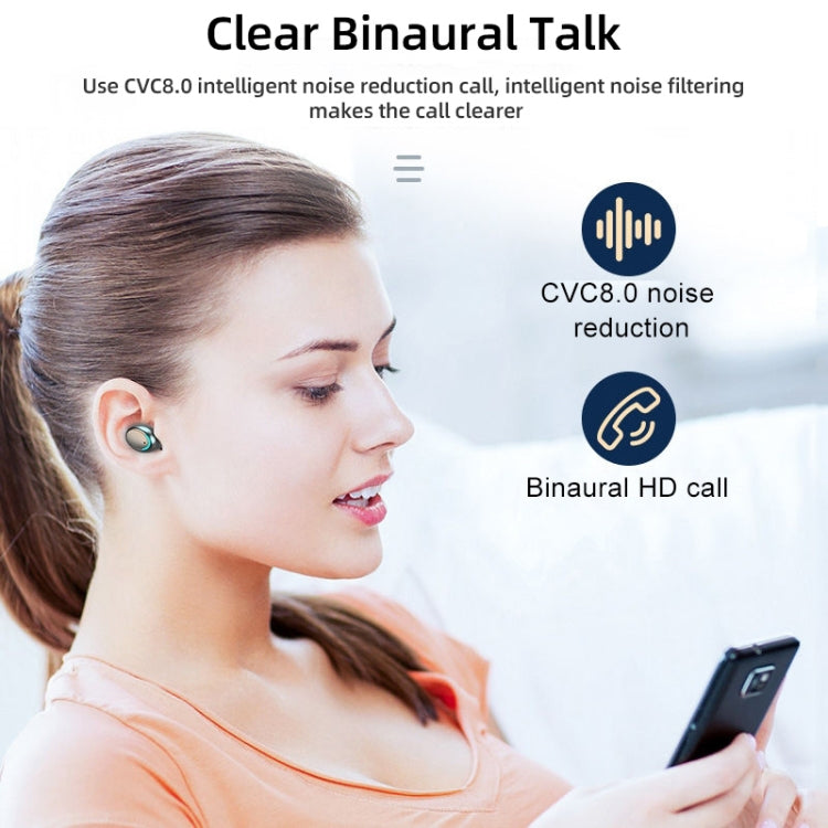 F9-5C LED Light + Digital Display Noise Reduction Bluetooth Earphone(White) - Bluetooth Earphone by PMC TechLife | Online Shopping South Africa | PMC TechLife